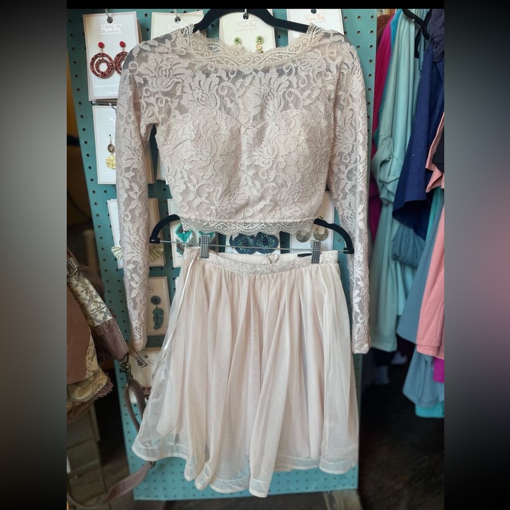 Windor two piece long sleeve homecoming dress